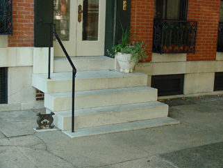Marble steps are character-defining features
